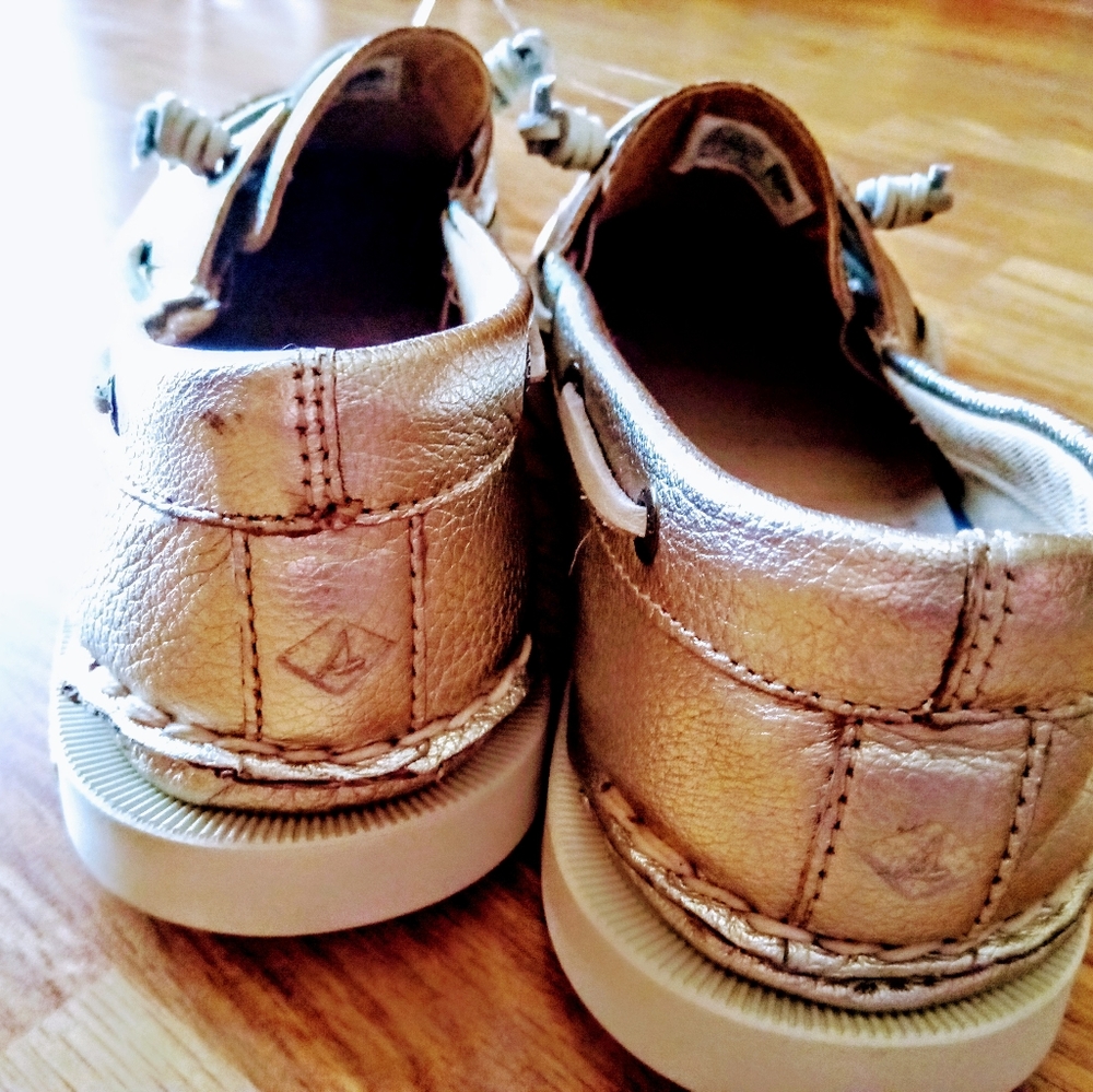 NWT Sperry women's top sider boat shoes gold 11 12 - Picture 8 of 11
